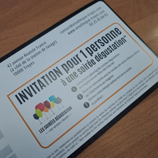 Chèque cadeau dématérialisé "Soirée Dégustation"